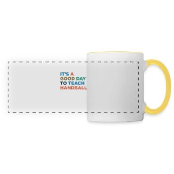 Enseigner aux entraîneurs de handball - Mug panoramique contrasté et blanc - blanc/jaune - Devant