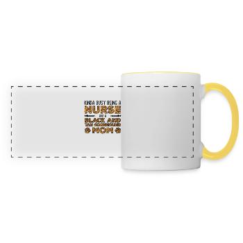 Nurse Mother - Black Tan Coonhoundcher - Panoramic Mug - white/yellow - Front