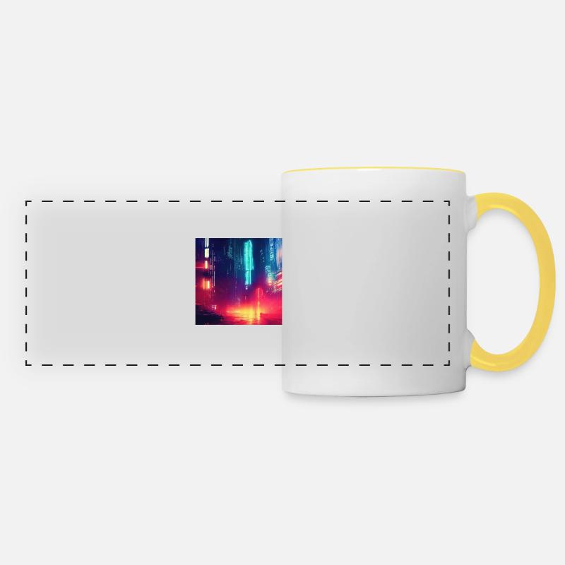 Retrowave Synthwave 80s Future city Design - Panoramatasse - Weiß/Gelb