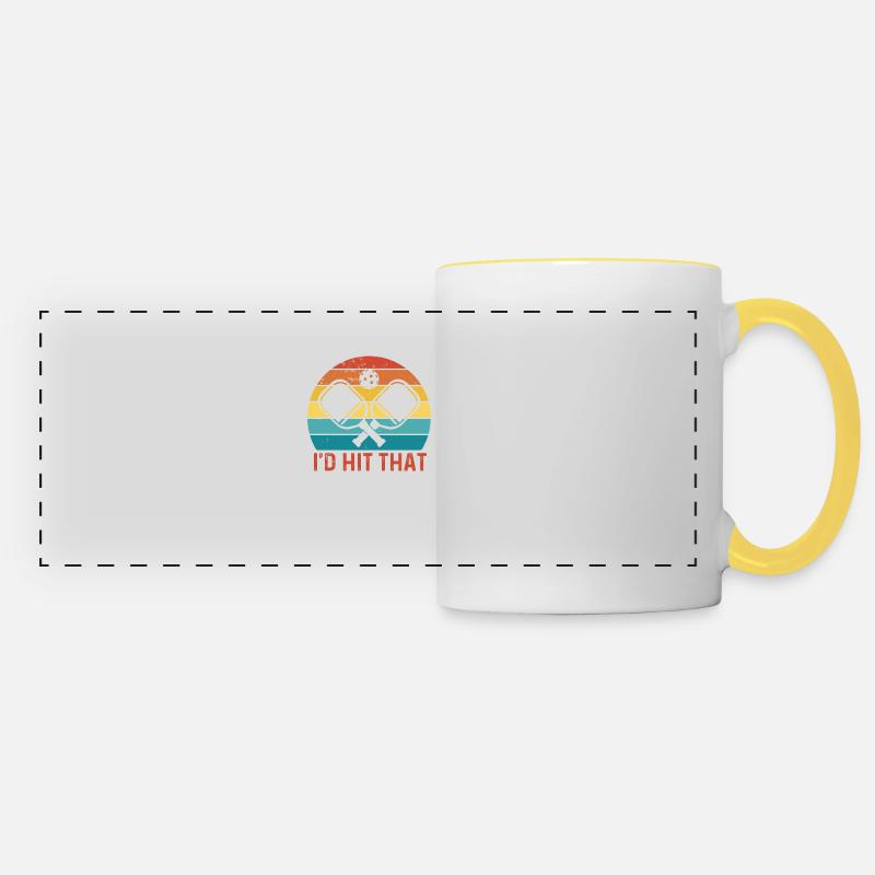 I'd Hit That Pickleball Paddle Vintage Retro - Panoramic Mug - white/yellow