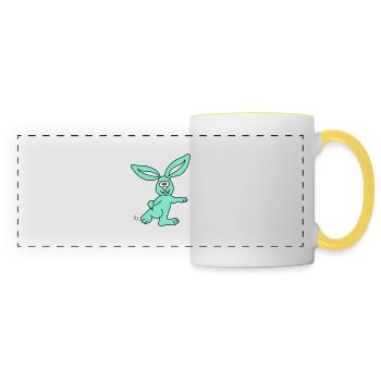Rabbit | Hase | Vectorgraphic 3colors - Panoramatasse - Weiß/Gelb - Vorne