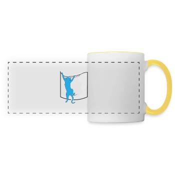 chat dans votre poche - Mug panoramique contrasté et blanc - blanc/jaune - Devant