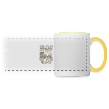 UNE TERRE UN CŒUR UNE MAIN UNE NATION TOUJOURS PLUS - Mug panoramique contrasté et blanc - blanc/jaune - Devant