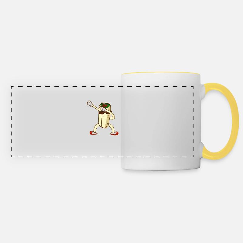Funny Dabbing Burrito Cinco de Mayo Dab Dance - Panoramic Mug - white/yellow