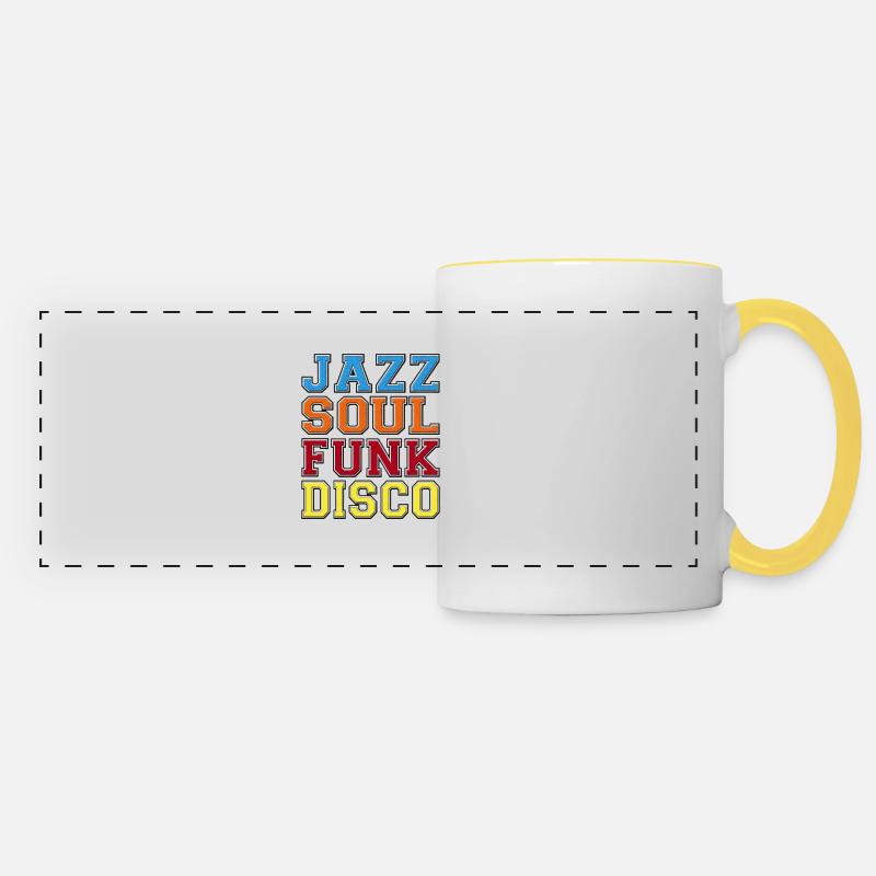 jazz soul funk disco - Panoramic Mug - white/yellow