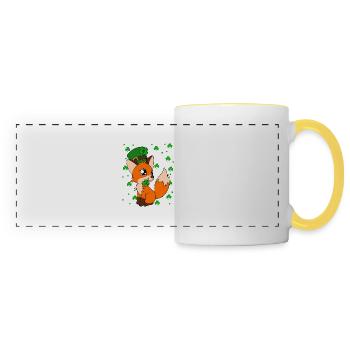 Cute Fox Clover St. Patrick's Day - Panoramic Mug - white/yellow - Front