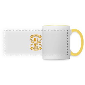I DECLARE THAT I AM A BACHELOR - Panoramic Mug - white/yellow - Front