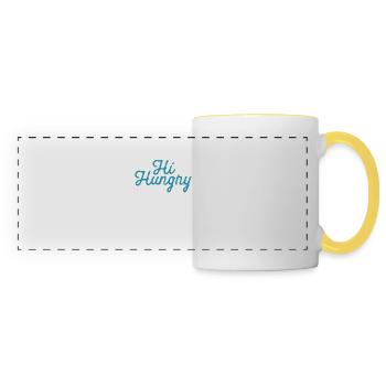Salut affamé je suis papa drôle fête des pères papa blagues papas - Mug panoramique contrasté et blanc - blanc/jaune - Devant