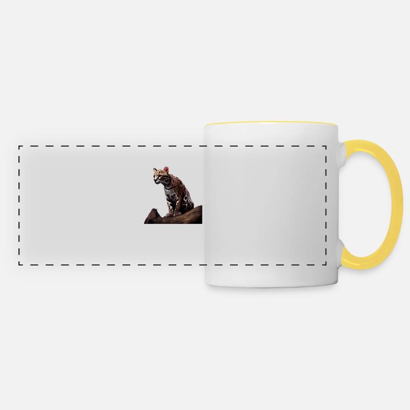 juste un garçon qui aime Ocelots Ocelot ocelot ocelot - Mug panoramique contrasté et blanc - blanc/jaune