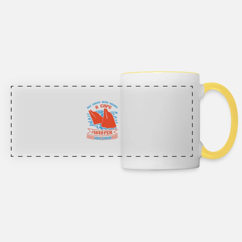 A CAPE WINTER DOLPHINS - Panoramic Mug - white/yellow