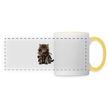 Grim cat as a special unit Veteran of the Army - Panoramic Mug - white/yellow - Front