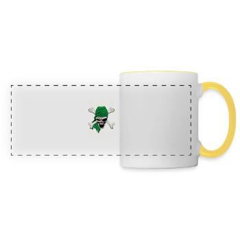 Que les manigances des pirates commencent - Pirate Skull - Mug panoramique contrasté et blanc - blanc/jaune - Devant