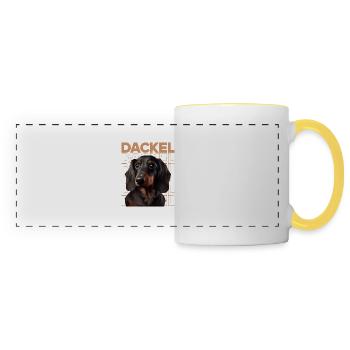 Rauhaardackel Dachshund Hund Hunde Welpe Dackel - Panoramatasse - Weiß/Gelb - Vorne