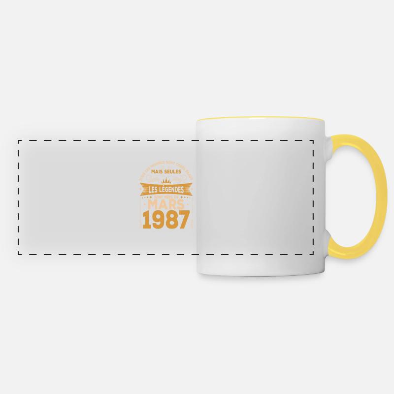 Mars 1987 anniversaire 1987 légendes Mars - Mug panoramique contrasté et blanc - blanc/jaune