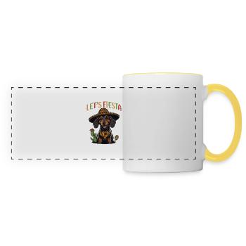Dachshund Cinco de Mayo Let's Fiesta - Panoramic Mug - white/yellow - Front