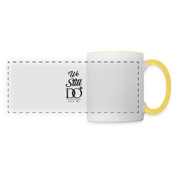 Nous le faisons toujours depuis l’anniversaire de mariage de 1989 - Mug panoramique contrasté et blanc - blanc/jaune - Devant