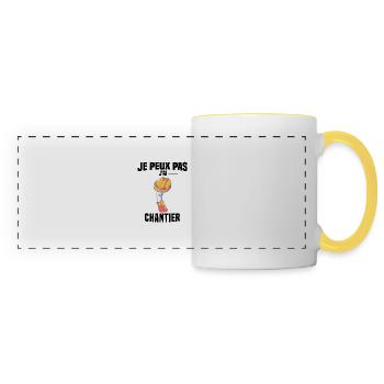 J'PEUX PAS J'AI CHANTIER - CASQUE DE CHANTIER - Mug panoramique contrasté et blanc - blanc/jaune - Devant
