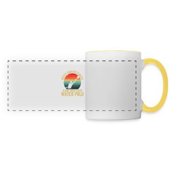 Never underestimate a girl who plays water polo - Panoramic Mug - white/yellow - Front