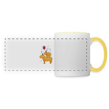 Anniversaire de Capybara - Mug panoramique contrasté et blanc - blanc/jaune - Devant