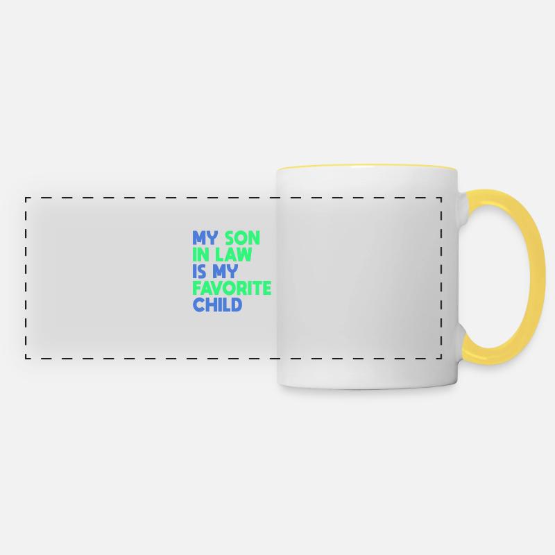 Mon gendre est mon enfant préféré - Mug panoramique contrasté et blanc - blanc/jaune