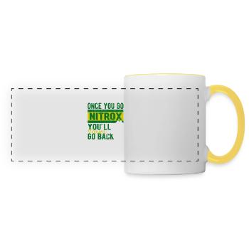 Une fois plongé avec du Nitrox, il n’y a pas de retour en arrière - Mug panoramique contrasté et blanc - blanc/jaune - Devant