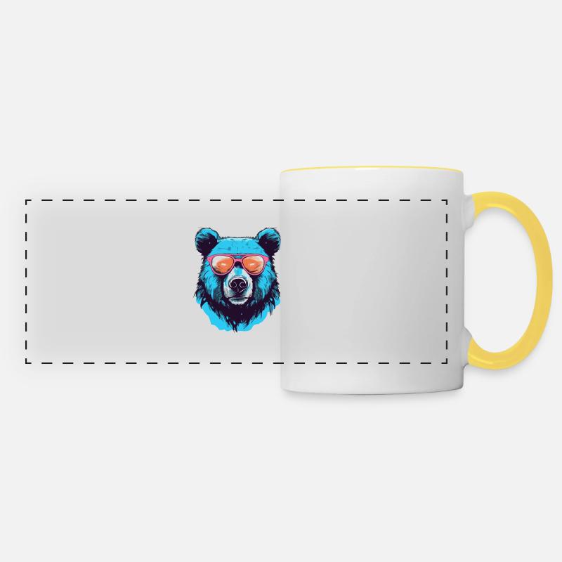 Com the super bear - Panoramic Mug - white/yellow