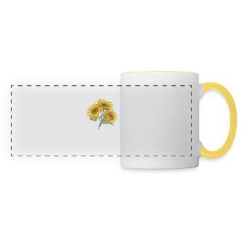 Floral Fleurs Amoureux Jaune Tournesol Cool Summer - Mug panoramique contrasté et blanc - blanc/jaune - Devant