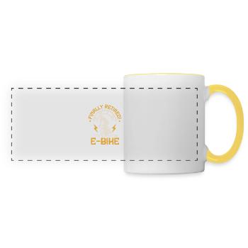 Enfin à la retraite! Temps pour E-Bike Electric Pedelec - Mug panoramique contrasté et blanc - blanc/jaune - Devant