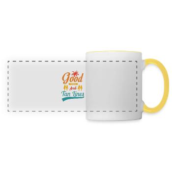 Bons moments et lignes de bronzage - Mug panoramique contrasté et blanc - blanc/jaune - Devant