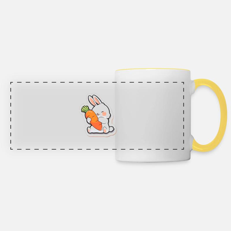 Playful bunny graffiti - Panoramic Mug - white/yellow