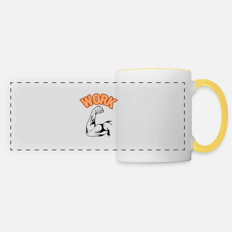 Travail - Mug panoramique contrasté et blanc - blanc/jaune