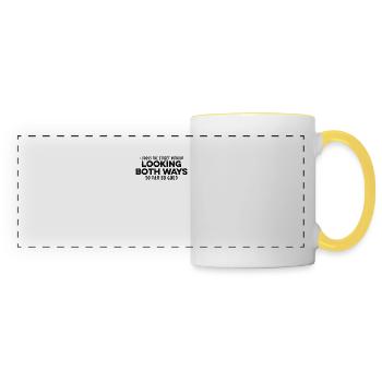 Je traverse la rue sans regarder des deux côtés Chill - Mug panoramique contrasté et blanc - blanc/jaune - Devant