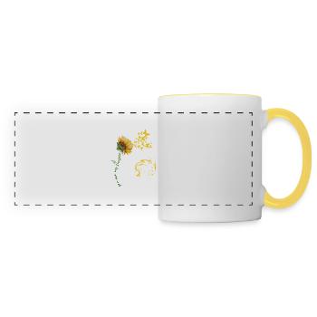 Chat avec Tournesol et Papillons Peinture - Mug panoramique contrasté et blanc - blanc/jaune - Devant