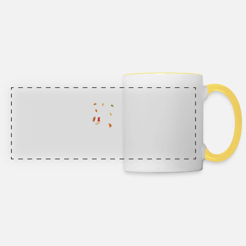 Bigfoot Pilgrim Turkey Pumpkin Thanksgiving Day - Panoramic Mug - white/yellow