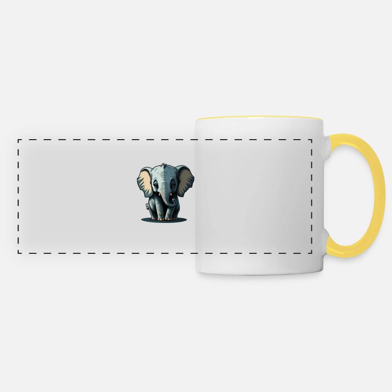 Mignon bébé éléphant éléphant - Mug panoramique contrasté et blanc - blanc/jaune