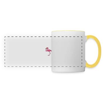 Drôle de flamant rose - Mug panoramique contrasté et blanc - blanc/jaune - Devant