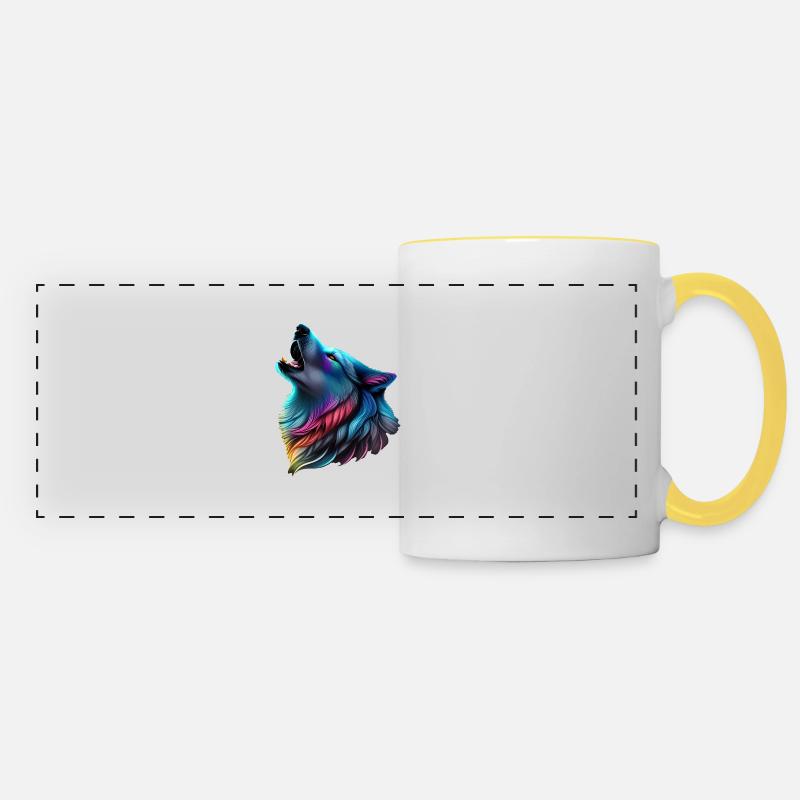 Colorful Wolf - Panoramic Mug - white/yellow