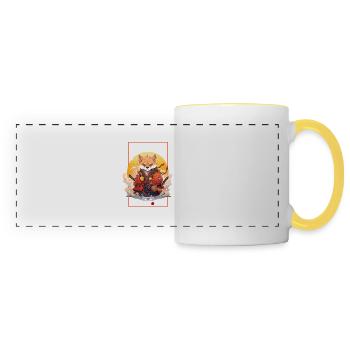 Asia Corki Japanese Samurai Samurai - Panoramic Mug - white/yellow - Front