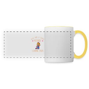 Plus Tard Je Serais Motarde Comme Papa Bébé Fille - Mug panoramique contrasté et blanc - blanc/jaune - Devant