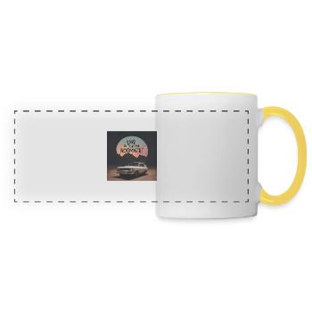 Live in the moment and enjoy your life - Panoramic Mug - white/yellow - Front
