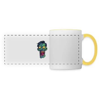 Skinny zombie head - Panoramic Mug - white/yellow - Front