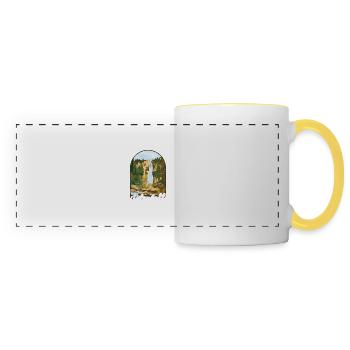 Je vais chasser une cascade en plein air amusant - Mug panoramique contrasté et blanc - blanc/jaune - Devant