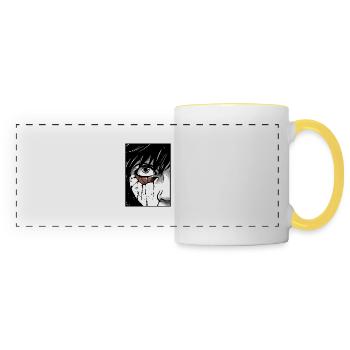 Anime Sad Eyes Face - Panoramic Mug - white/yellow - Front