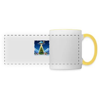 Christmas Alien UFO Imp Abduction - Panoramic Mug - white/yellow - Front