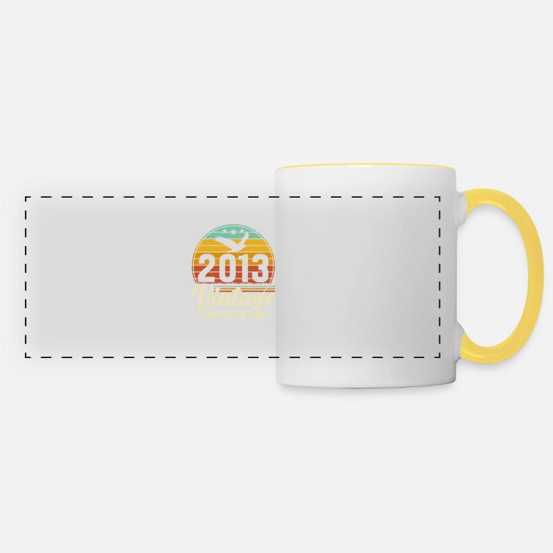 Vintage Rétro 2013 | Idée cadeau 10e anniversaire - Mug panoramique contrasté et blanc - blanc/jaune