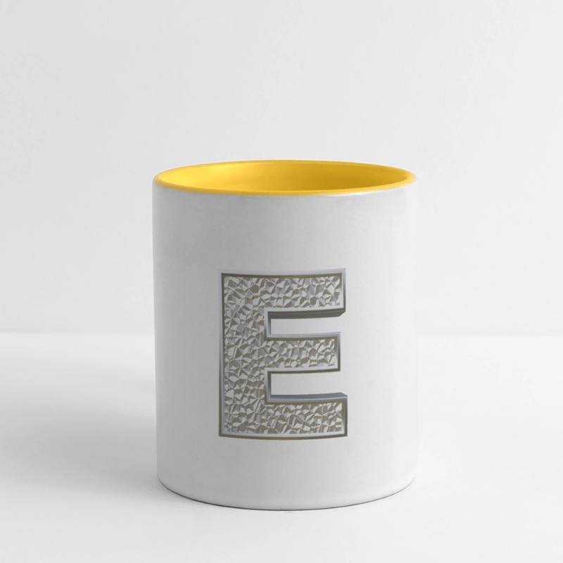 E, lettre, lettre E, initiale, initiale E, monogramme, Mug panoramique contrasté et blanc