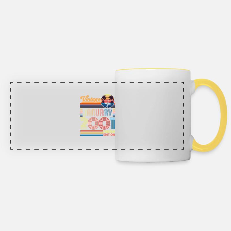 Anniversaire janvier 2001. Cadeau Janvier 2001. - Mug panoramique contrasté et blanc - blanc/jaune