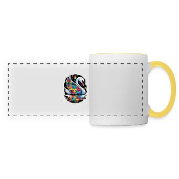 Autism Awareness puzzles piece - Panoramic Mug - white/yellow - Front