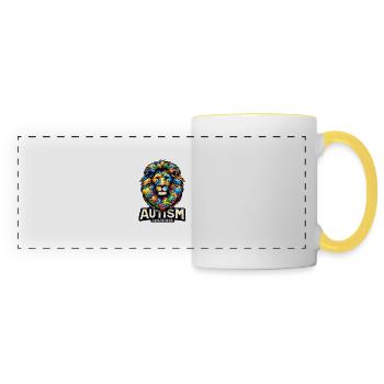 Autism Awareness puzzles piece - Panoramic Mug - white/yellow - Front