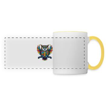 Autism Awareness puzzles piece - Panoramic Mug - white/yellow - Front